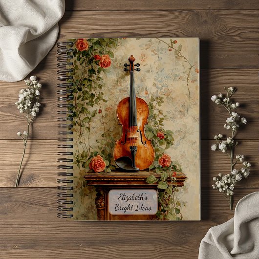 Carnet Violon Vintage avec Roses