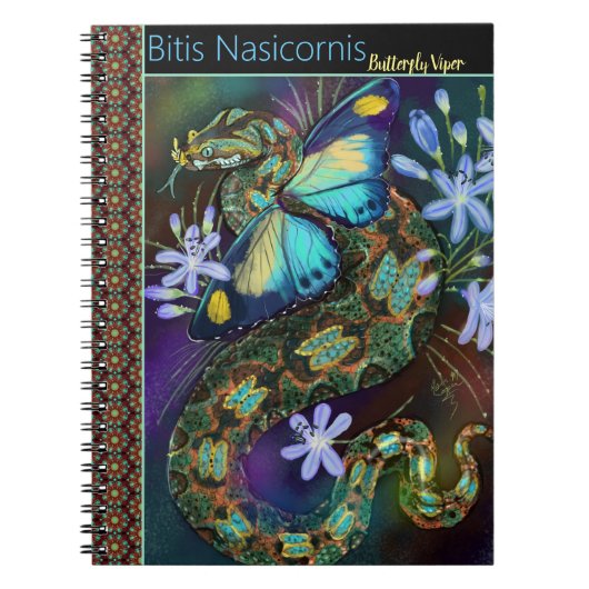 Carnet Vipère papillon Bitis Nasicornis (Devant)