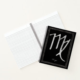 Carnet Virgo martelé argent stylisé symbole astrologie no