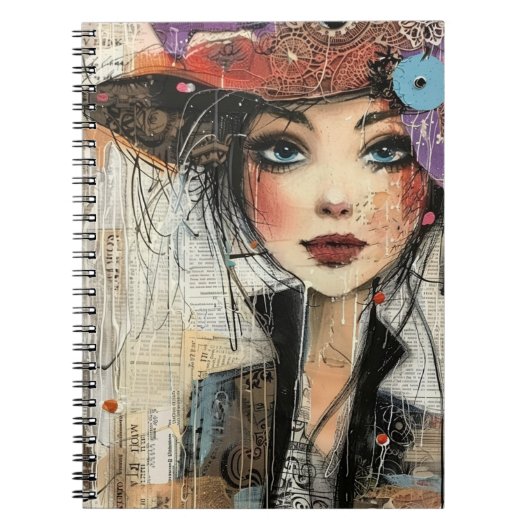 Carnet Visage de collage de scrapbook vintage (8) (Devant)