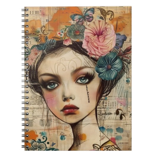 Carnet Visage de collage de scrapbook vintage (9) (Devant)