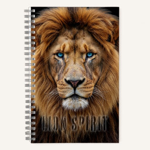 Carnet Visage de lion majestueux aux yeux bleus   Faune A