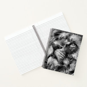 Carnet Visage de lion placide argenté