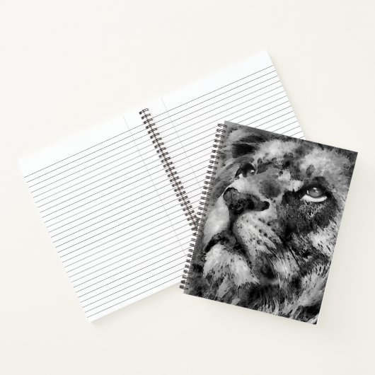 Carnet Visage de lion placide argenté (Intérieur)