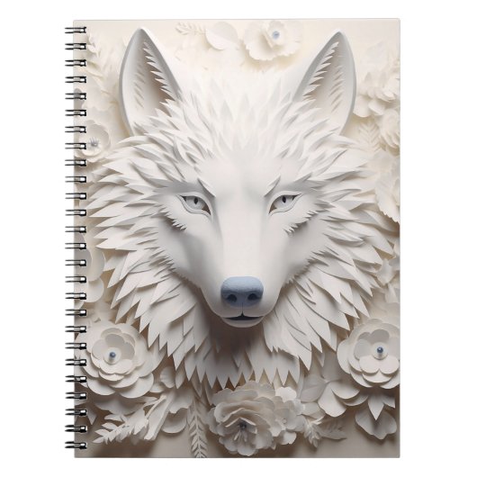 Carnet Visage de loup blanc 3D (Devant)