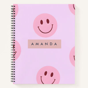 Carnet Visage Sourire Rose et Lavande Pastel Personnalisé