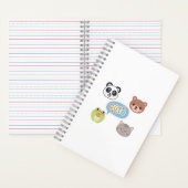 Carnet Visages d'animaux Kawaii mignons | Conception de d (À l'intérieur)