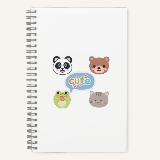Carnet Visages d'animaux Kawaii mignons | Conception de d (Recto)