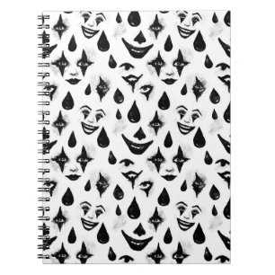 Carnet Visages de clown de cirque noir et blanc