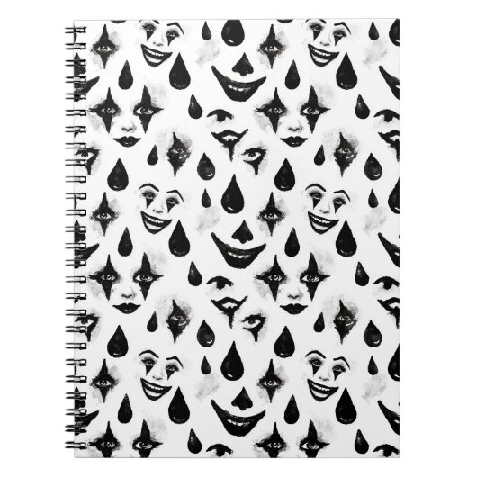 Carnet Visages de clown de cirque noir et blanc (Devant)