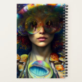 Carnet Visions de champignons Trippy Retro Femme IA Génér (Verso)