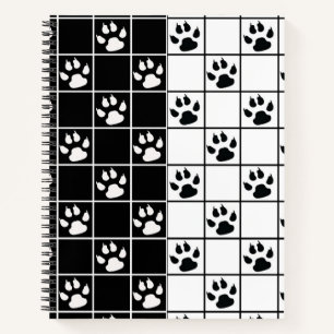 Carnet Vitre blanche noire Cute Paw Plaid
