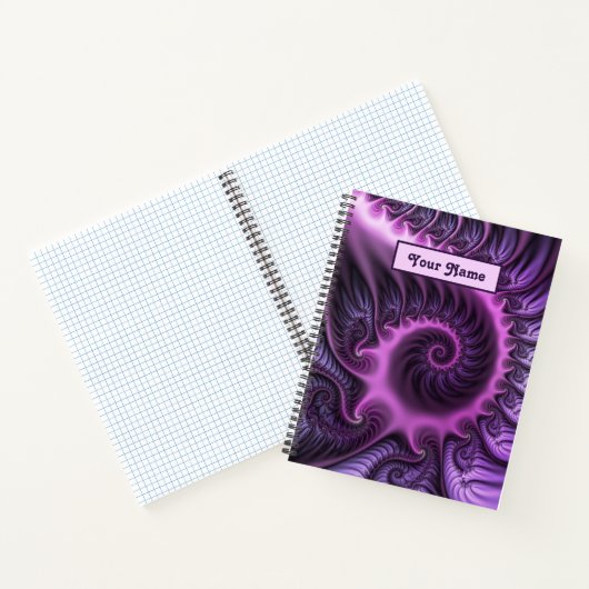 Carnet Vivid Abstrait rose violet Fractal Art Nom Spiral (Intérieur)