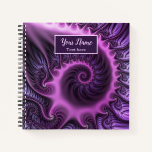 Carnet Vivid Abstrait rose violet Fractal Art Nom Spiral