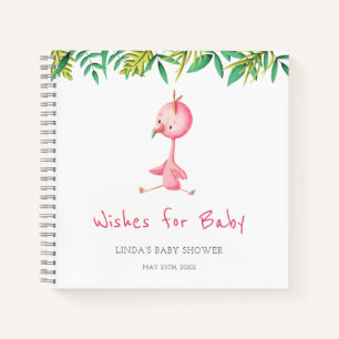 Carnet Voeux pour Baby shower Flamant rose bébé
