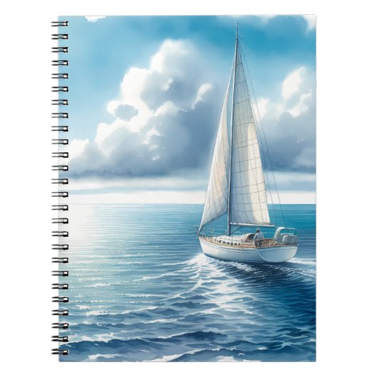 Carnet Voilier Solitaire à l'Horizon Bleu (Devant)