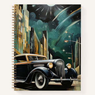 Carnet Voiture Art Déco vintage Au Lune