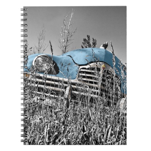 Carnet Voiture bleue vintage (Devant)