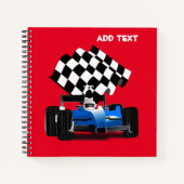 Carnet Voiture Blue Race avec drapeau À damiers (Devant)