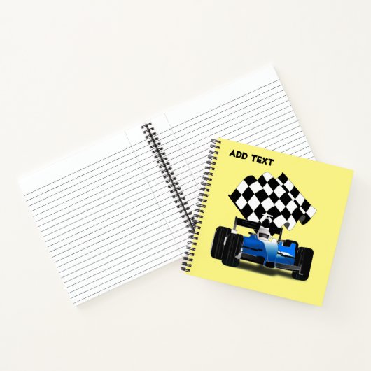 Carnet Voiture de course bleue avec drapeau à damier (Intérieur)