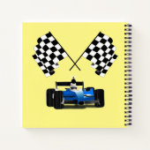 Carnet Voiture de course bleue avec drapeau à damier (Dos)