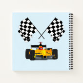 Carnet Voiture de course jaune avec drapeau À damiers (Dos)