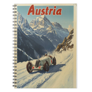 Carnet Voiture de course vintage dans les Alpes autrichie