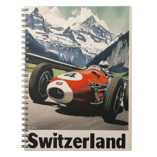 Carnet Voiture de course vintage dans les alpes de Suisse