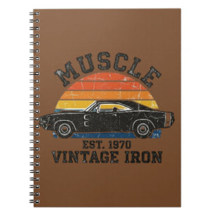 Carnet Voiture de muscle 1970 au coucher du soleil - Vieu