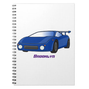 Carnet Voiture de sport bleue avec illustration airfos