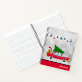 Carnet Voiture rouge rétro portant un arbre de Noël (Intérieur)