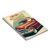 Carnet Voiture rouge vintage & Père Noël (Côté Droit)