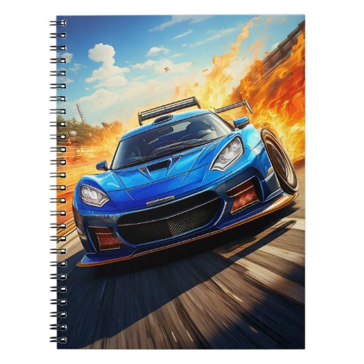 Carnet - Voiture sport bleue (Devant)