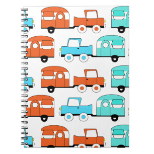 Carnet Voiture vintage orange de rétro de camping