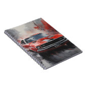 Carnet Voiture vintage rouge à rayures argentées (Côté Droit)