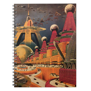 Carnet Voiture volant vintage de science fiction futurist