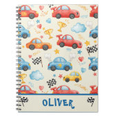 Carnet Voitures de course aquarelles colorées mignonnes (Devant)