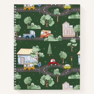 Carnet Voitures mignonnes en ville motif pour petits garç