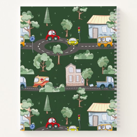 Carnet Voitures mignonnes en ville motif pour petits garç (Dos)