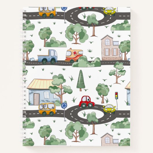 Carnet Voitures mignonnes en Ville Motif pour petits garç (Devant)