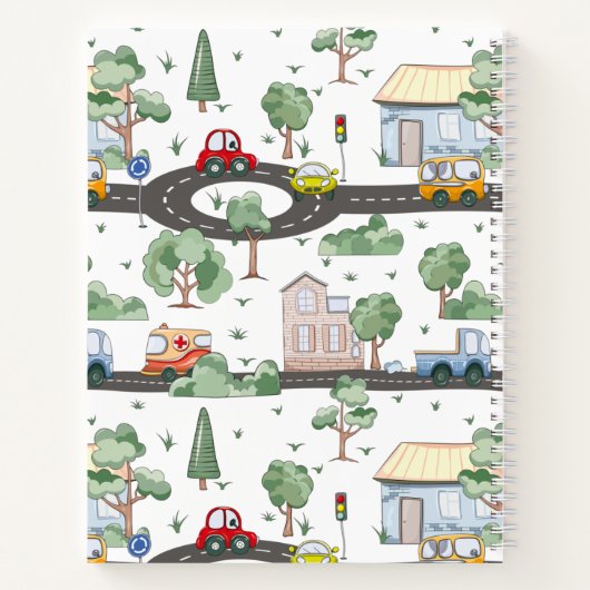 Carnet Voitures mignonnes en Ville Motif pour petits garç (Dos)