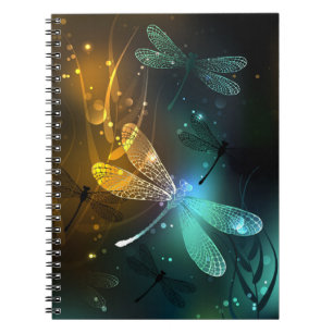Carnet Vol de libellule verte lumineuse