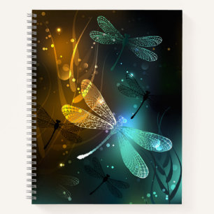 Carnet Vol de libellule verte lumineuse