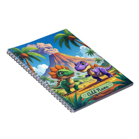 Carnet Volcano Cute Dinosaur - Nom modifiable (Côté Droit)