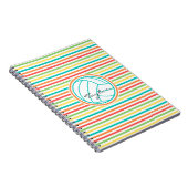 Carnet Volley-ball avec nom; Bright Rainbow Stripes (Côté Droit)