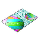 Carnet Volley-ball des filles turquoise rose lime personn (Côté gauche)