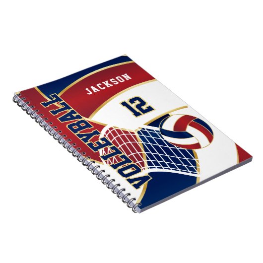 Carnet Volley-ball en Marine, Rouge et Blanc (Côté Droit)