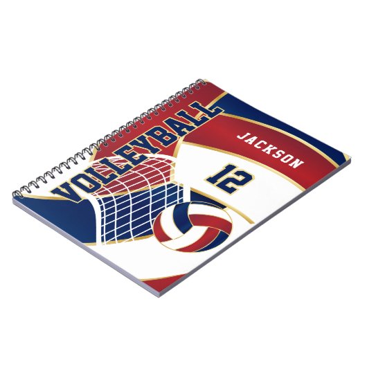 Carnet Volley-ball en Marine, Rouge et Blanc (Côté gauche)