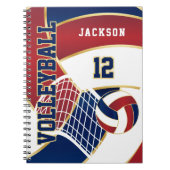 Carnet Volley-ball en Marine, Rouge et Blanc (Devant)
