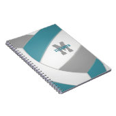Carnet Volley-ball turquoise gris blanc personnalisé (Côté Droit)